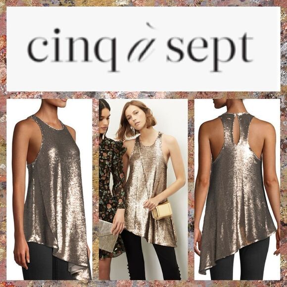 NWT MSRP $345 Cinq a Sept Sequin Dylan Tank Top Women's Size Medium - Picture 1 of 13
